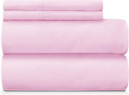 Nisaki Cotton-Sateen-Sheets Set Lilac Pink, 100% Long Staple Cotton King-Bed-Sheet 4piece Bedding-Sets, Breathable Lilac Pink Bed Sheet Set Fits Upto 15 inch (100% Cotton Deep Pocket Sheets)