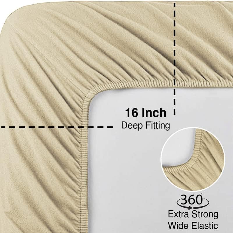 100% Cotton Double Brushed Flannel Sheet Set - 170 GSM Heavyweight, Deep Pockets, Pre-Shrunk & Anti-Pill, All Around Elastic