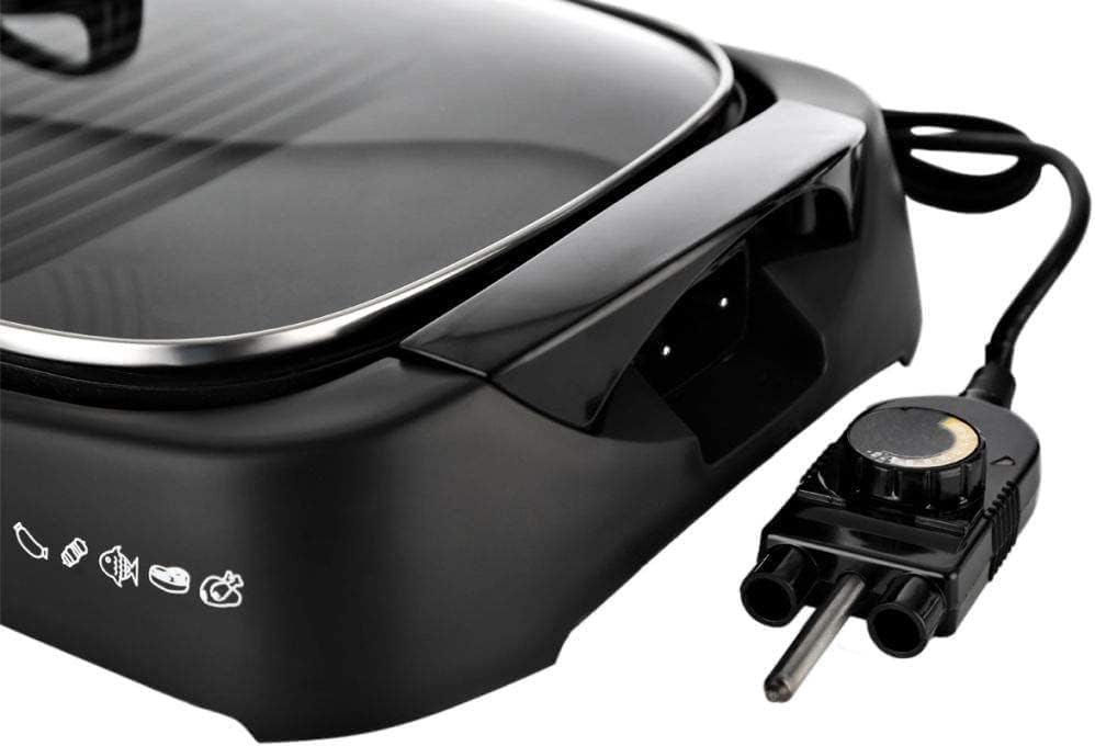 KENWOOD Grill 1700W Contact Health Large Family Sized Griddle with Glass Lid, Variable Temperature Control, Cool Touch Handles - Ideal for Steak, Chicken, Fish, Vegetables HG230 Black