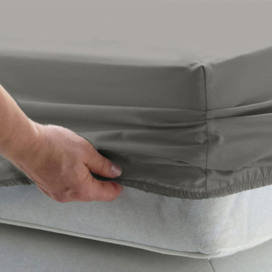 800 Thread Count Cotton Fitted Sheet King Ash Grey Color, 100% Long Staple Cotton Bottom-Fitted-Sheet Soft Sateen Weave King Size Fitted Sheet
