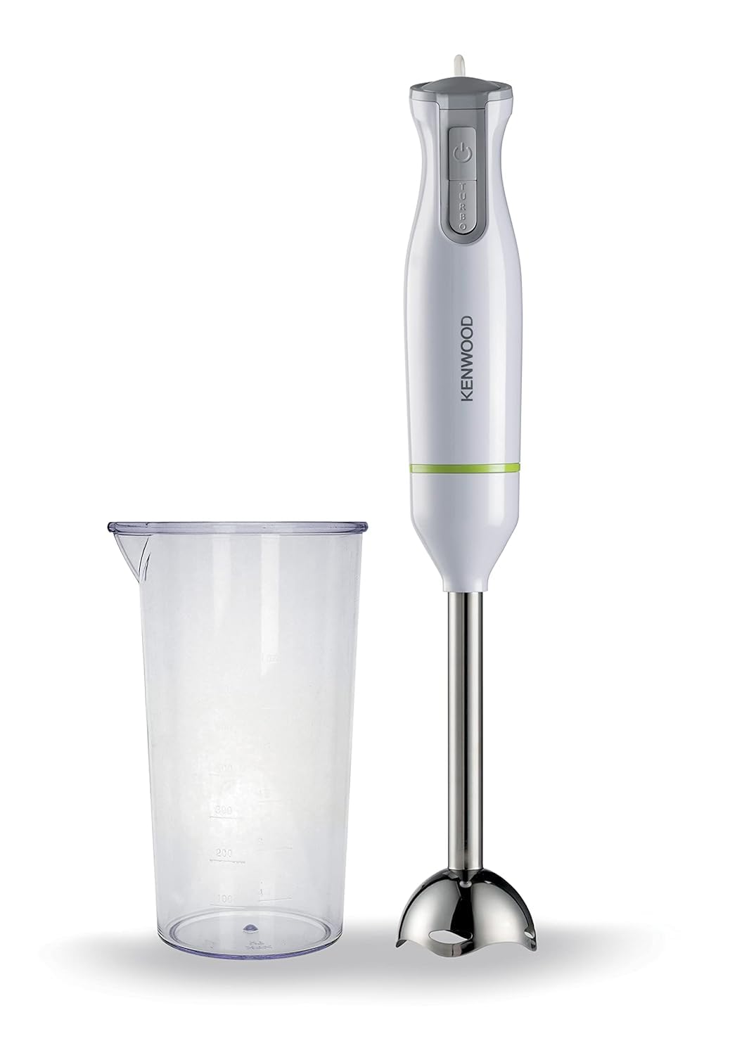 KENWOOD Hand Blender Metal Wand 600W Stick with Graduated Beaker, Turbo Function, Removable for Easy Cleaning HBM02.001WH White/Silver