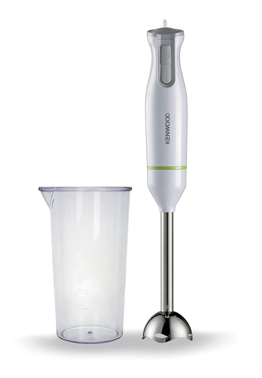 KENWOOD Hand Blender Metal Wand 600W Stick with Graduated Beaker, Turbo Function, Removable for Easy Cleaning HBM02.001WH White/Silver