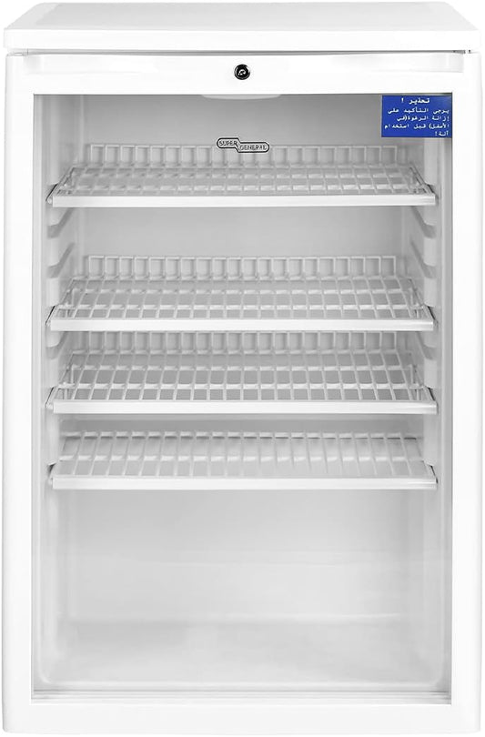 Super General 150 Liter Gross Compact Single-Door Chiller, Upright Beverage-Showcase, Energy-saving, low-noise, White, SGSC-137, 55 x 57 x 85 cm, 1 Year Warranty