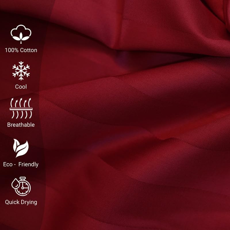 300 Thread Count Cotton King Fitted Sheets Burgundy 1pc, 100% Long Staple Pure Cotton, Smooth Sateen Fitted Sheet Bed fit Upto 15 inch Deep Pockets (Burgundy 100% Cotton Deep Fitted Sheets King)