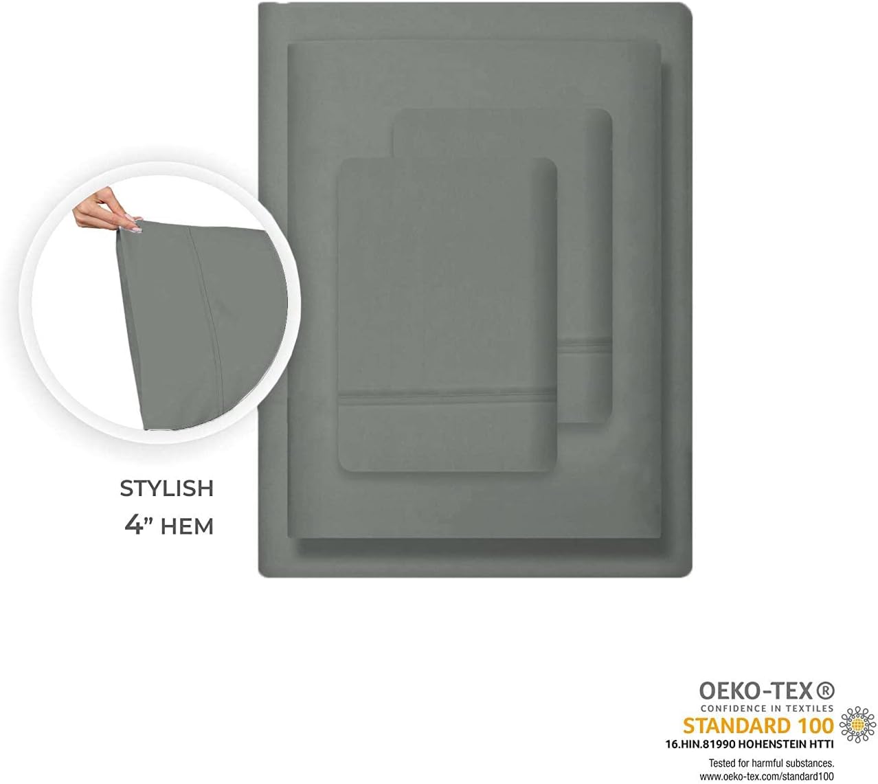 Nisaki Cotton Sateen-Pillow-Cases Dark Grey, 100% Long Staple Cotton Pillow Cases Set of 2, High Breathability Cool Standard Size Pillow-Covers (100% Dark Grey Cotton Pillowcases/Covers)