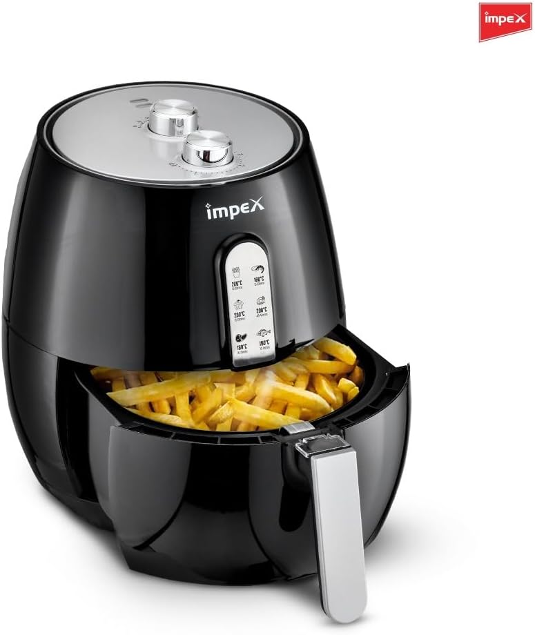 Impex 2.5 Ltr Air Fryer - Ideal for Meat, Fish, Vegetables, French Fries, Temperature Control 80°C-200°C, Timer 30 Mins with 2 Year Warranty-Black (AF 4302)