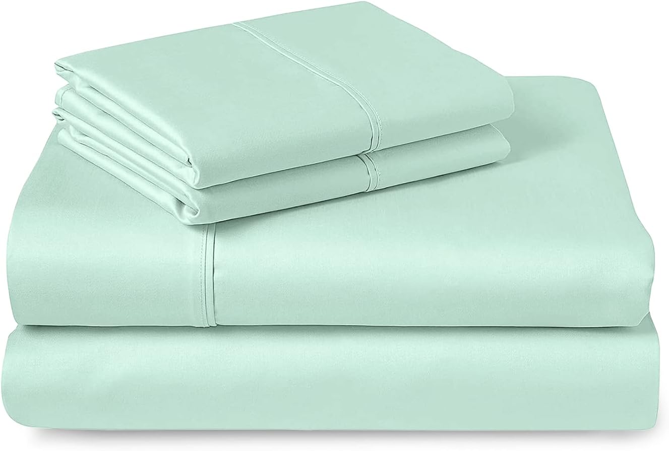 100% Cotton Sheets Full Size, Luxurious 400 Thread Count Long Staple Cotton Sateen Sheets with 15inch Deep Pocket (Combed Silver Sheet Full)