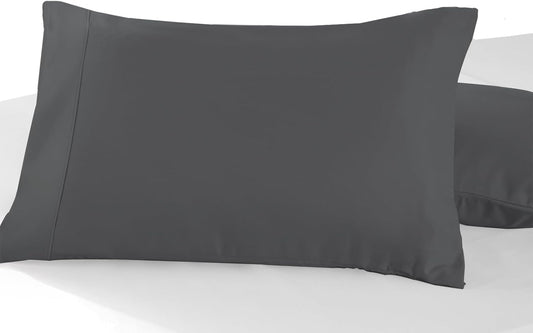 Pizuna Soft 100% Long Staple Cotton Breathable Cool Satin King Pillowcase Set of 2, Ivory, 18" x 18"