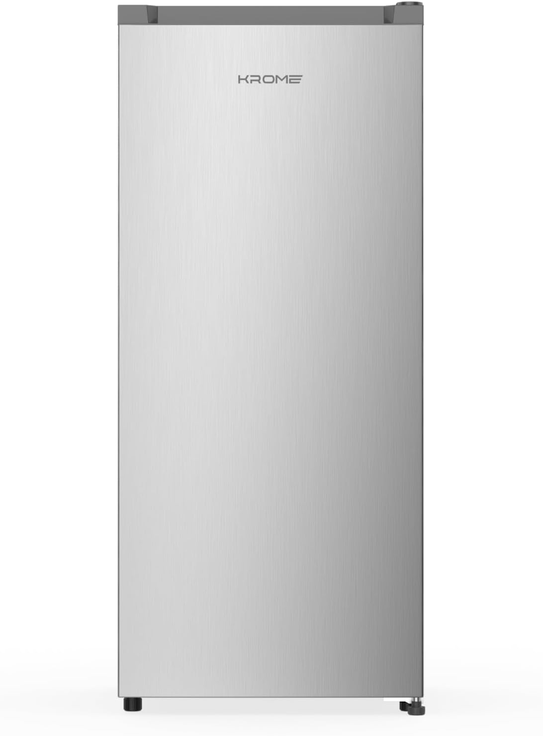 KROME 60L Gross, Single Door Compact Refrigerator, Energy Class A+, Reversible Door, Mini Fridge Suitable for Kitchen, Bedroom Office & Minibar, INOX Color, 5 Year Compressor Warranty- KR-RDC60H