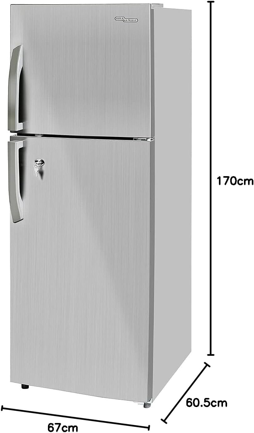 Super General 360 Liters Gross Compact Double Door Refrigerator-Freezer, No-Frost, LED-light, Inox, SGR-360i, 1 Year Warranty