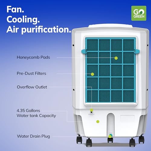 Bonaire Portable Air Conditioner 350 CFM Evaporative Air Cooler for Home Bedroom Office Indoor with Touch Control Panel and Remote, Closable Louvers, 3 Gallon, K350