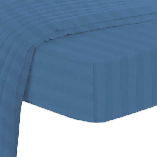 Pizuna 300 Thread Count Cotton King Fitted Sheets Blue 1pc, 100% Long Staple Pure Cotton, Smooth Sateen Fitted Sheet Bed fit Upto 15 inch Deep Pockets (Blue 100% Cotton Deep Fitted Sheets King)