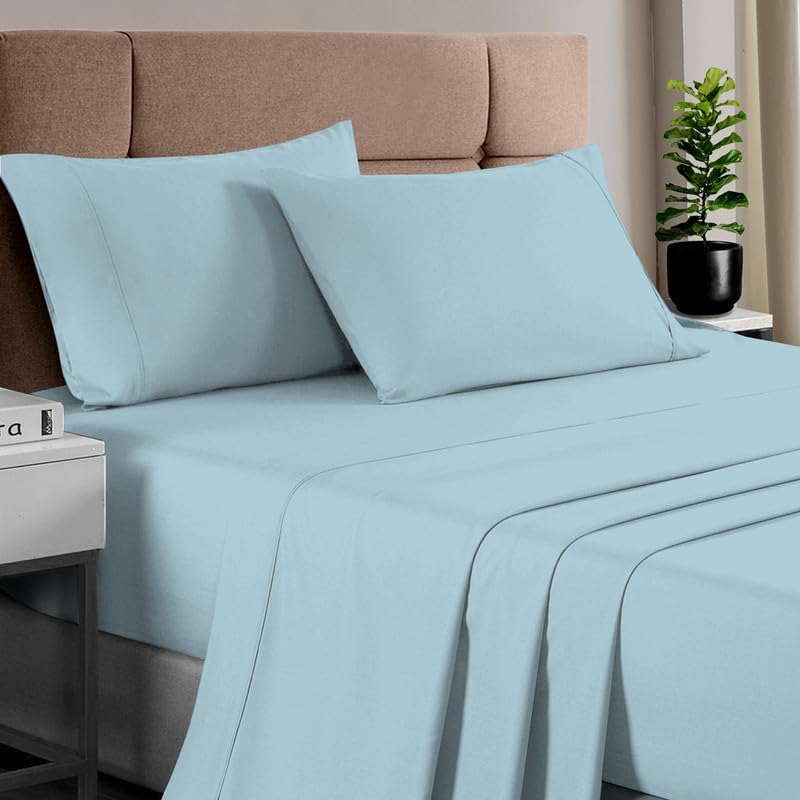 100% Cotton Sheets Full Size, Luxurious 400 Thread Count Long Staple Cotton Sateen Sheets with 15inch Deep Pocket (Combed Silver Sheet Full)
