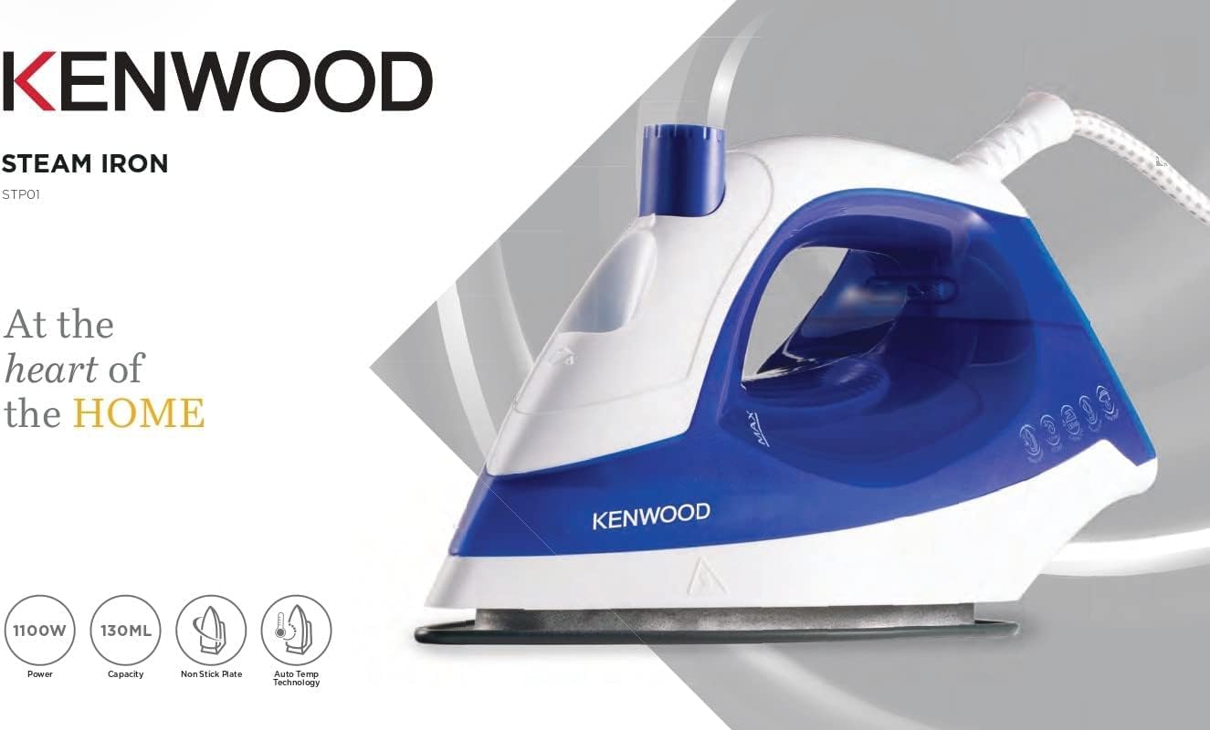 Kenwood Steam Iron 2000Watts, 250Ml Capacity, Non Stick Sole Plate, Power 18/120G, Purple Stp40.000Wp.