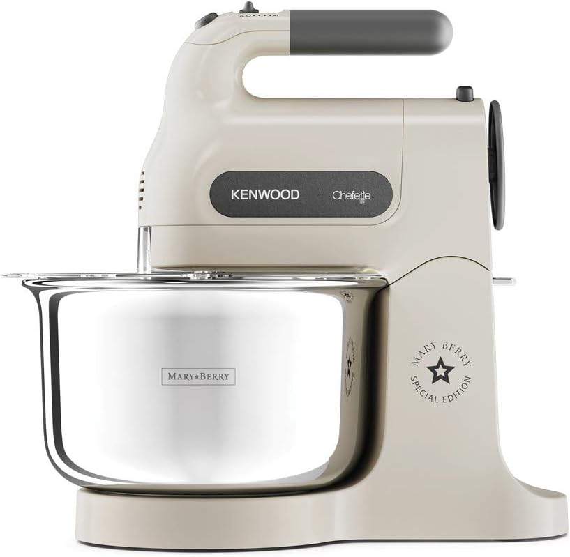 Kenwood Stand Mixer Hand (Electric Whisk) 300W With 2.4L Rotary Bowl, 5 Speeds + Turbo Button, Twin Stainless Steel Kneader And Beater For Mixing, Whipping, Whisking, Kneading Hmp22.000Wh White