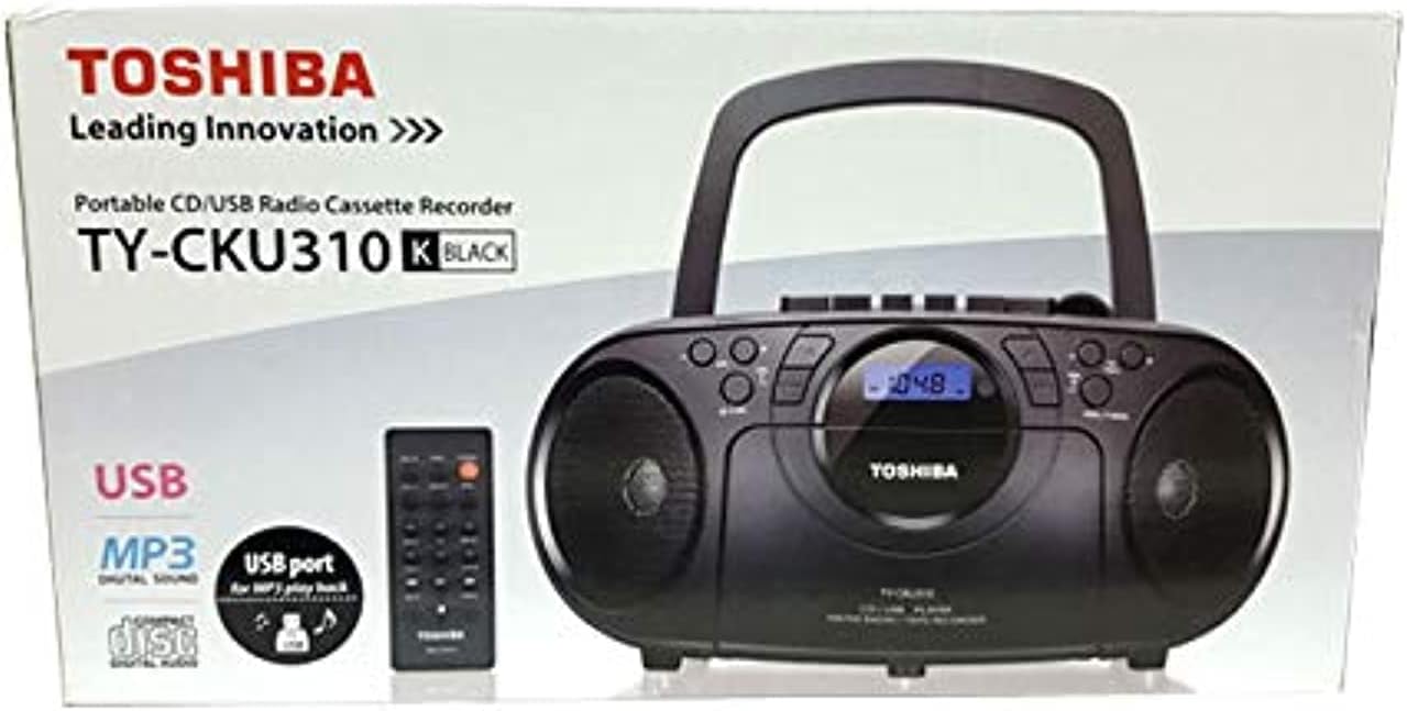 Toshiba 2724468509636 Ty-Cku310 Portable Cd Usb Radio Cassette Recorder, Black