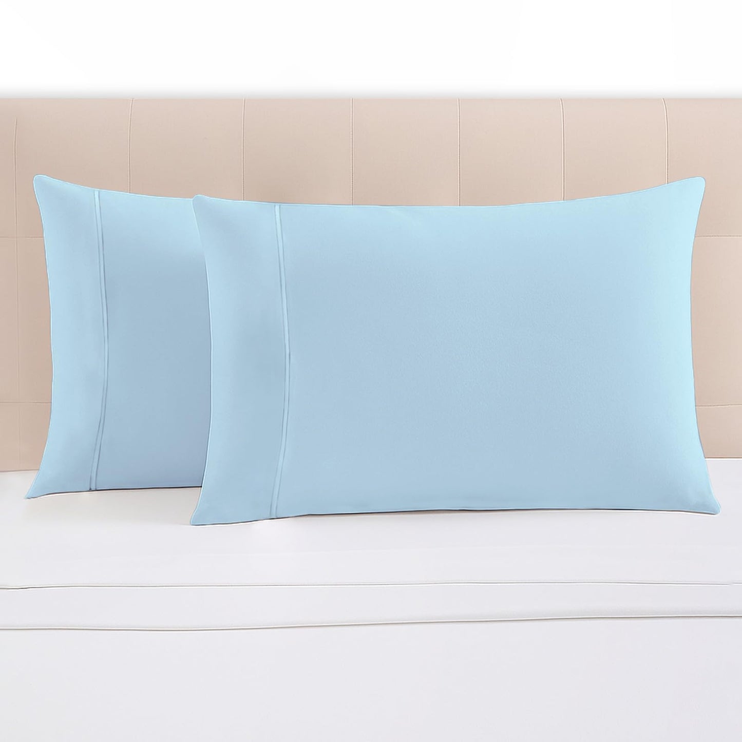 Pizuna 100% Luxury Cotton King Size Pillow Case Dark Blue, 1000 Thread Count 100% Long Staple Cotton Sateen Pillowcase, Pillow Covers with Stylish 4" Hem (Combed Cotton King Pillowcase Set of 2)