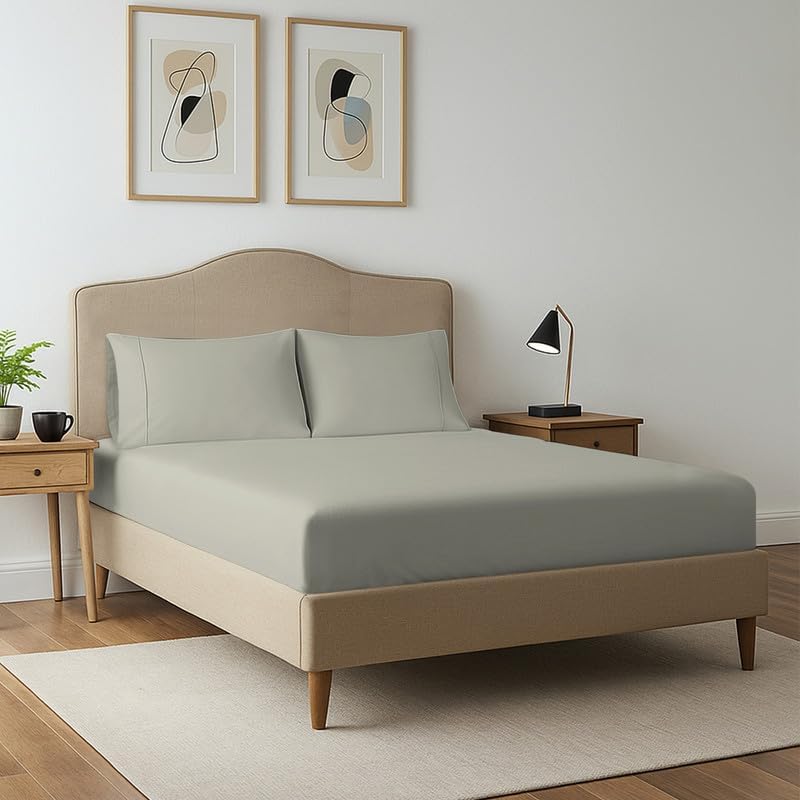 100% Cotton Twin Fitted Sheet White, Luxurious 400 Thread Count Long Staple Cotton Sateen 15" Deep Pocket Twin Sheets (Combed Cotton Fitted Sheet)