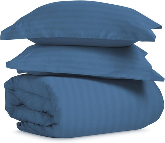 Pizuna 300 Thread Count 2 Piece Duvet Cover Set, 100% Long Staple Cotton Blue Twin Quilt Cover Set, Luxury Soft Sateen Weave Bedding Set with Button Closure (Camel Twin/Twin XL 2PC Duvet Cover Set)