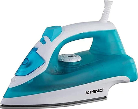 KHIND Steam Iron 1600W - Advanced Temperature Control, Easier Wrinkle Removal, Vertical Steaming, Self-Cleaning, Made in Malaysia, 2-Year Warranty, Non Stick Soleplate. White & Blue - ES1601NN