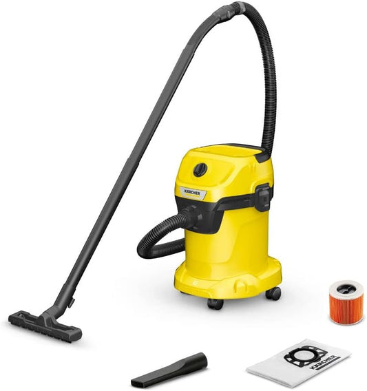 Karcher WD3 Wet & Dry Vacuum Cleaner, 17 Liter Container, Multi-Purpose Home Cleaning, Powerful Suction, Versatile Accessories, Yellow