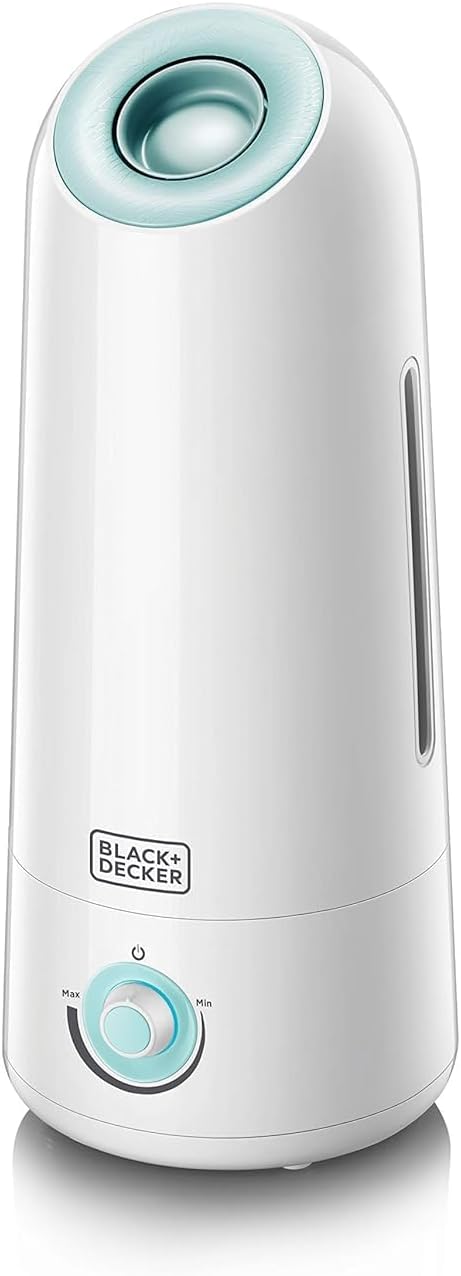 BLACK+DECKER Air Humidifier 25W 5L Coverage 430sqft, Ultrasonic System With Mist Level Control Auto Shutoff and Water Indicator That Removes Impurities From The HM5000-B5