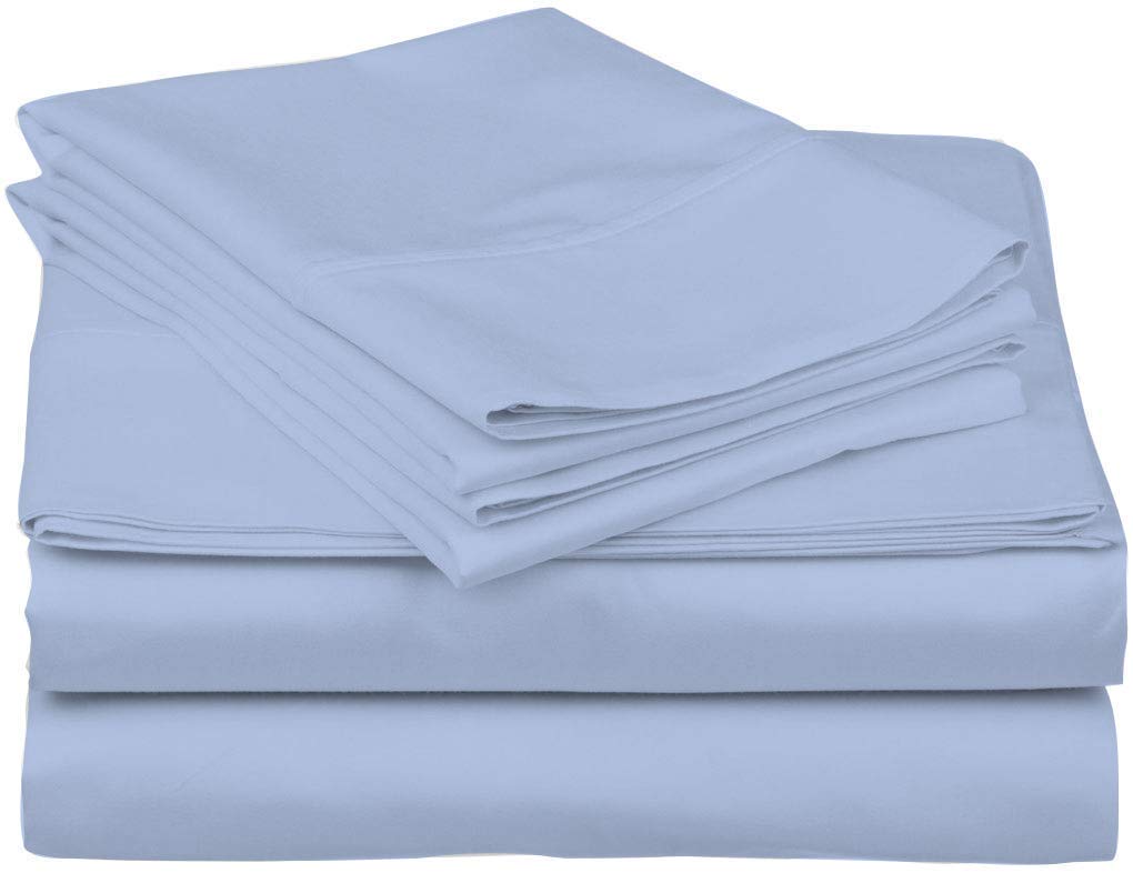 Split Top California King Sheets Split Head California King Sheets Sets for Adjustable Beds- 100% Egyptian Cotton 800TC Split Head Flex Top 18" Deep Pocket - 32" Top Split Cal-King, Light Blue Solid