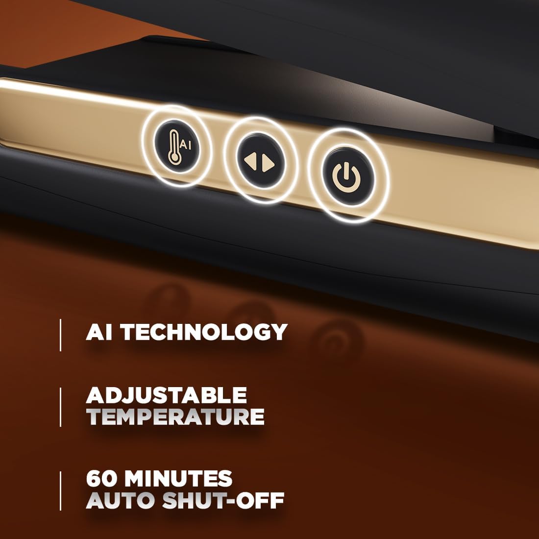 IKONIC GRG Hair Straightener (Black), golden