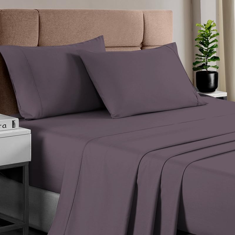 100% Cotton Sheets Full Size, Luxurious 400 Thread Count Long Staple Cotton Sateen Sheets with 15inch Deep Pocket (Combed Silver Sheet Full)