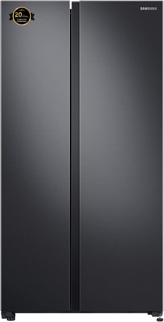 Samsung 680 Liters, Side By Side Refrigerator, RS62R5001B4/AE, Gentle Black Matt, SpaceMax Technology, 20 Year Warranty on Digital Inverter Compressor