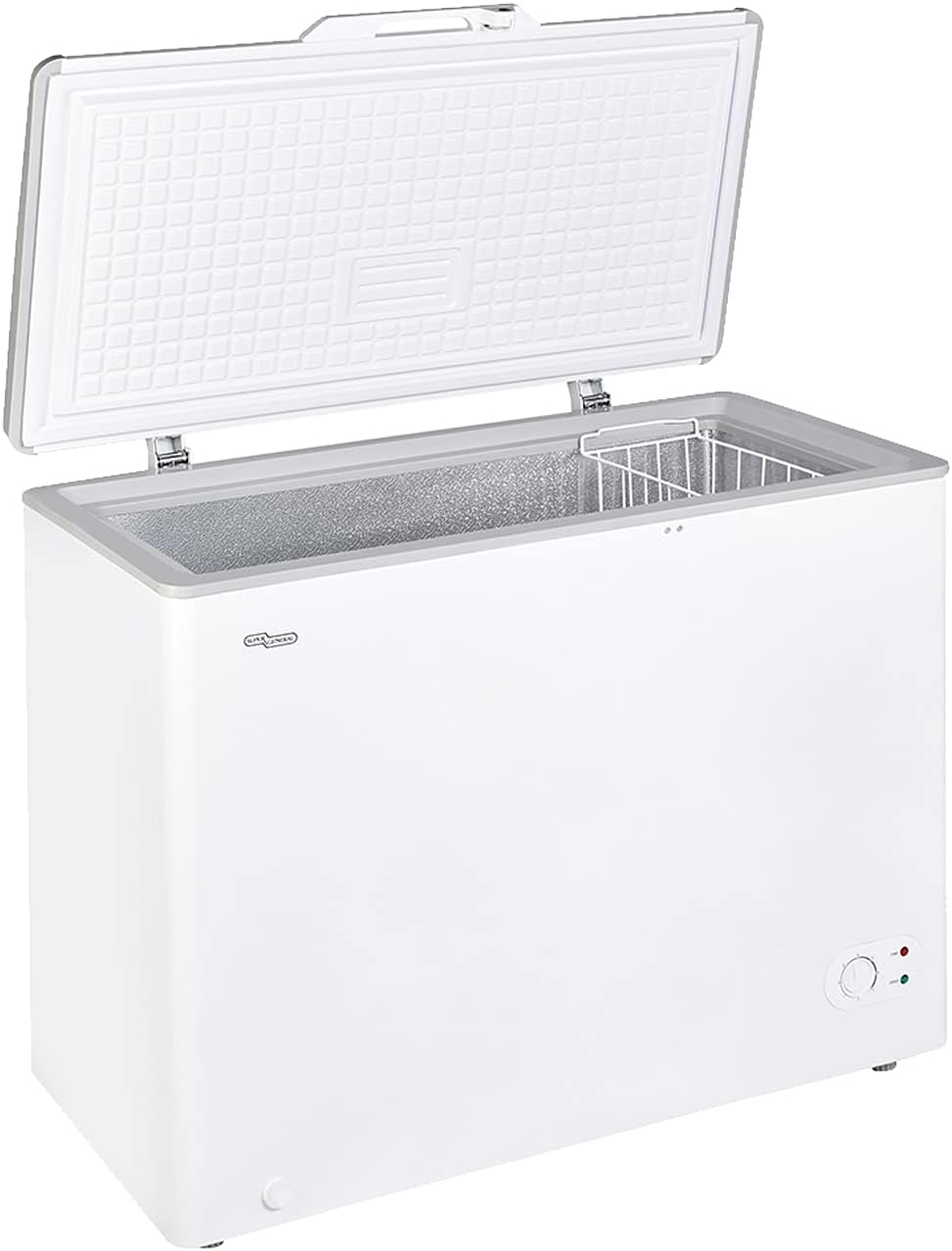Super General Chest-Freezer 250 Liter Gross Volume, SGF-244-H, White, Compact Deep-Freezer with Storage-Basket, Lock & Key, Wheels, 99.6 x 56.5 x 83.5 cm, 1 Year Warranty