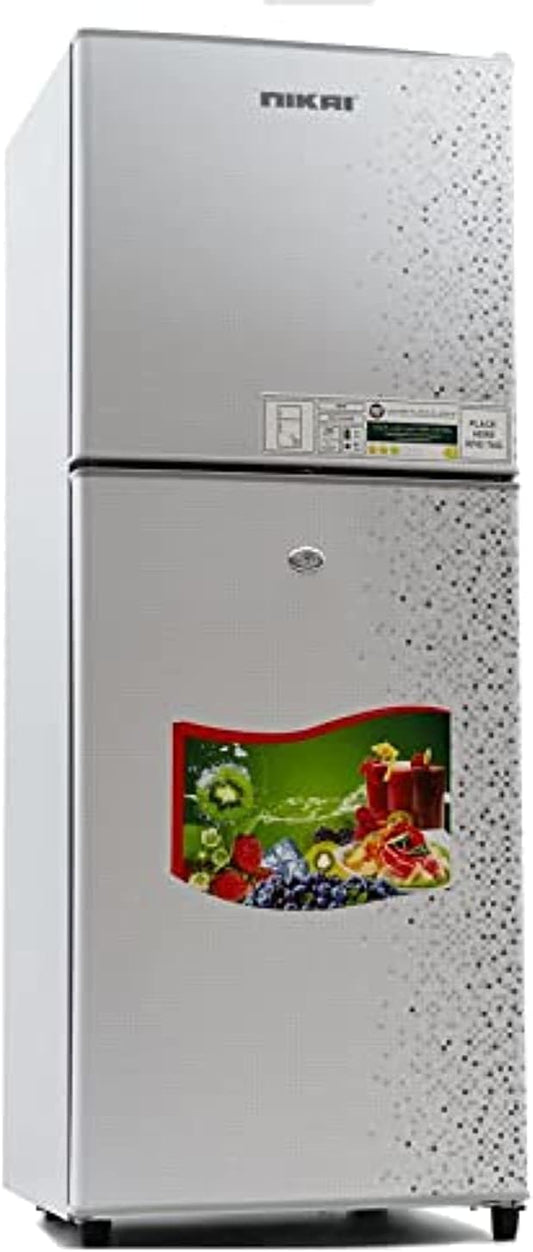 Nikai 170L Gross/112L Net, Double Door Refrigerator with Vegetable Crisper & Adjustable Glass Shelves, Defrosting & Temperature Control, Ideal for Kitchen, Bedroom, Office & Hotels - NRF170DN3M Silver