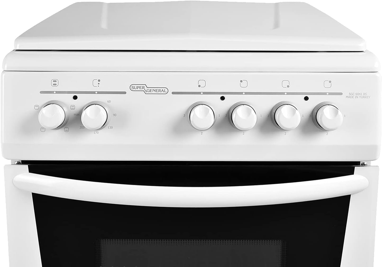Super General Freestanding Electric-Cooker 4 hot plates, Stainless-Steel Cooker, Electric Oven with Splash Protection, White, 60 x 60 x 85 cm, SGC-6041-BS, 1 Year Warranty