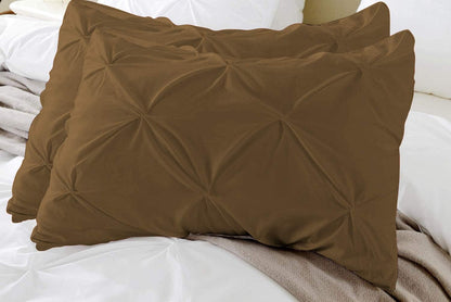 Premium Quality - King/California King Size (94" x 104") Inches, 3Pcs Pinch Pleated Comforter Set, 400GSM 100% Egyptian Cotton 800 Thread Count - Chocolate Solid