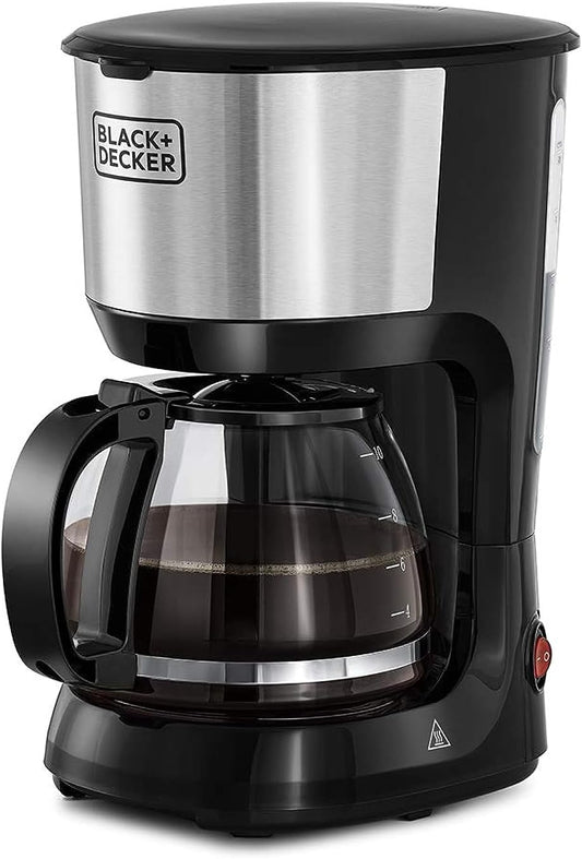 Black+Decker 750W 10 Cup Coffee Maker/Coffee Machine With Glass Carafe For Drip Coffee, Silver/Black - Dcm750S-B5, 2 Years Warranty