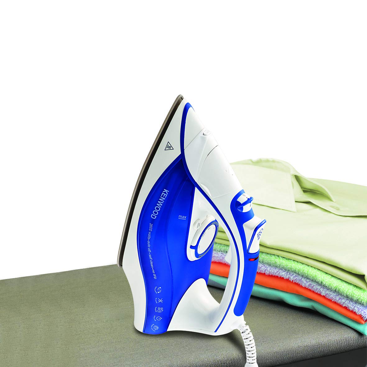 Kenwood Steam Iron 2200W with Ceramic Soleplate, Anti-Drip, Anti-Calc, Self Clean, Continuous Steam, Burst, Spray Function STP60.000WB White/Blue