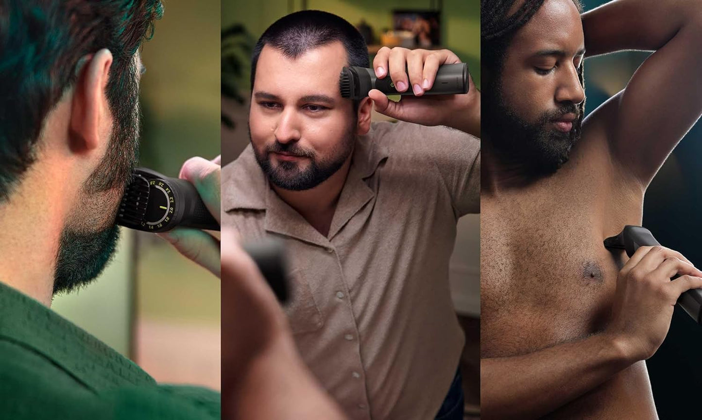 Philips Multigroom Series 3000 for Face, 6-in-1 Grooming Kit for beard, moustache, nose & ear hair, cordless, 60 min runtime, 16h full charging time, MG3710/33,Black