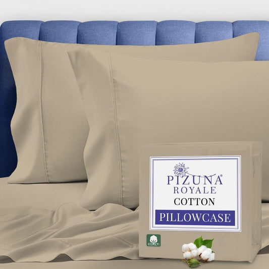 Pizuna 100% Luxury Cotton King Size Pillow Case Dark Blue, 1000 Thread Count 100% Long Staple Cotton Sateen Pillowcase, Pillow Covers with Stylish 4" Hem (Combed Cotton King Pillowcase Set of 2)