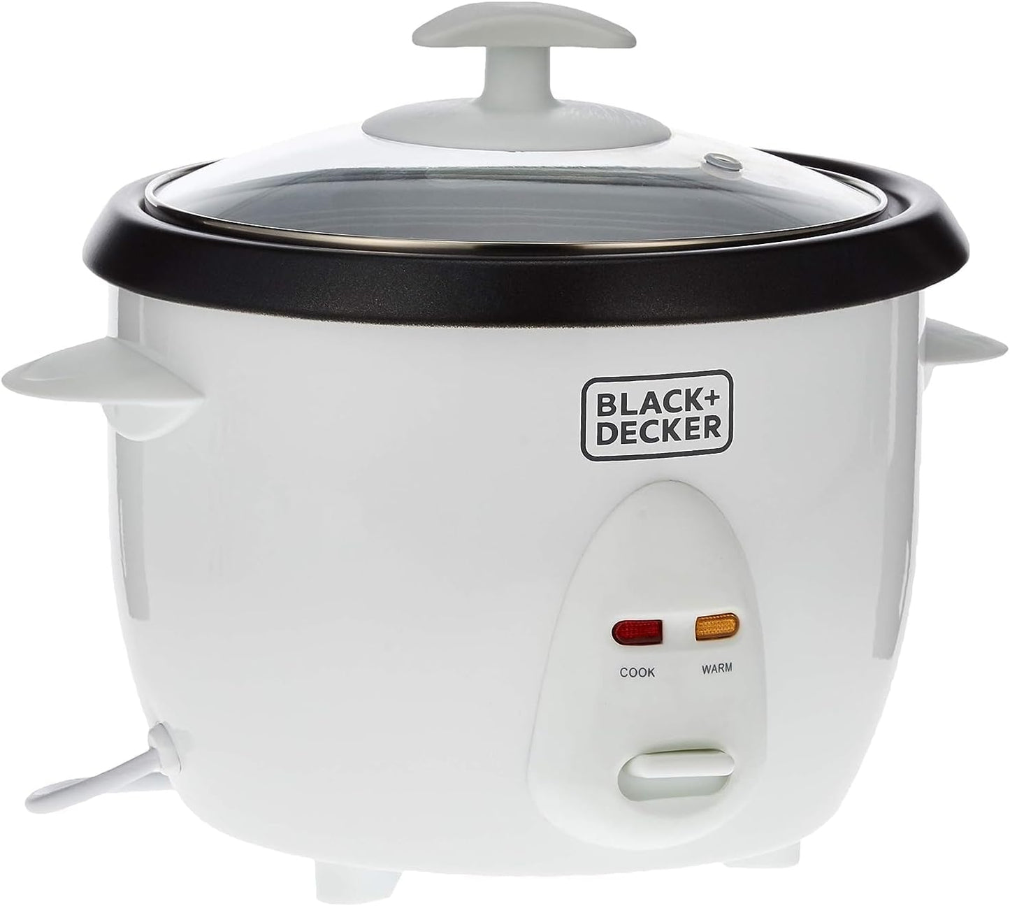 Black & Decker 400w 1l rice cooker removable nonstick bowl and steaming tray with water level indicator and glass lid with cool touch, for healthy meals rc1050-b5 2 years warranty