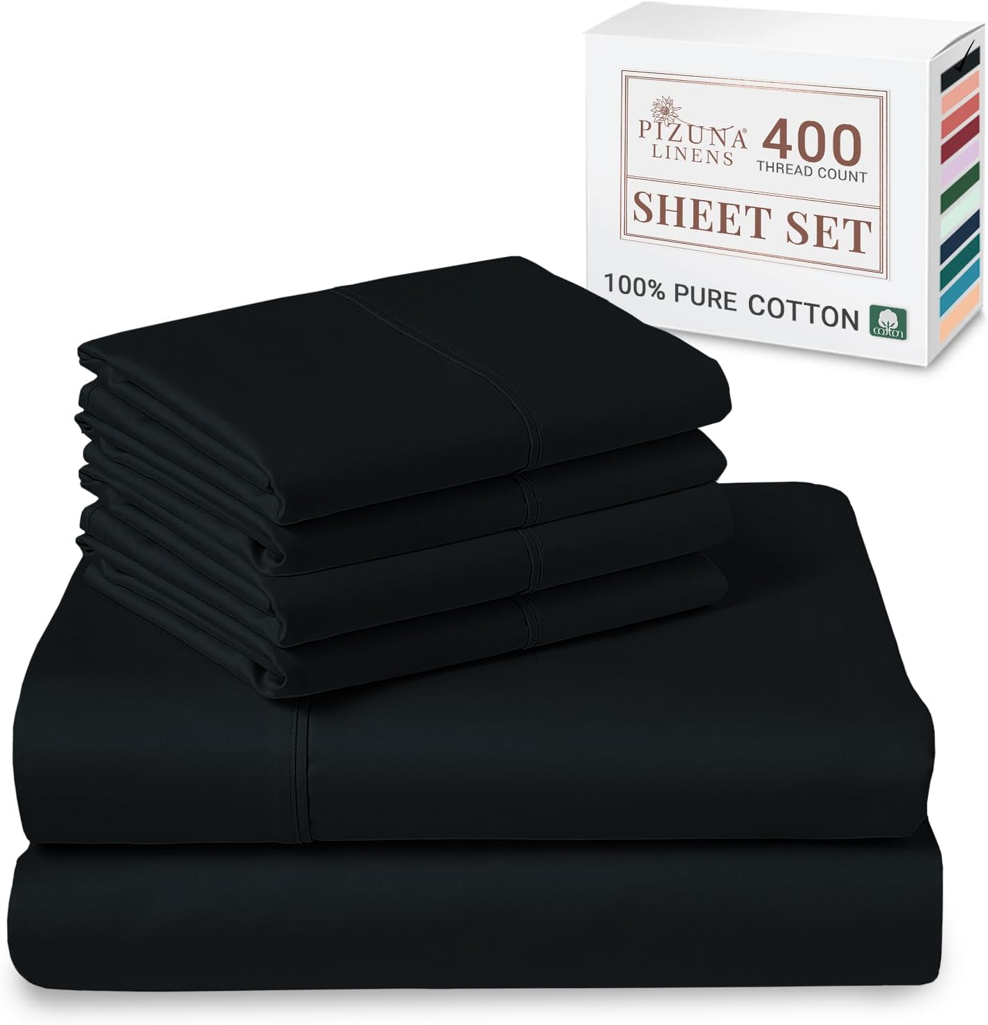 100% Cotton Sheets Full Size, Luxurious 400 Thread Count Long Staple Cotton Sateen Sheets with 15inch Deep Pocket (Combed Silver Sheet Full)