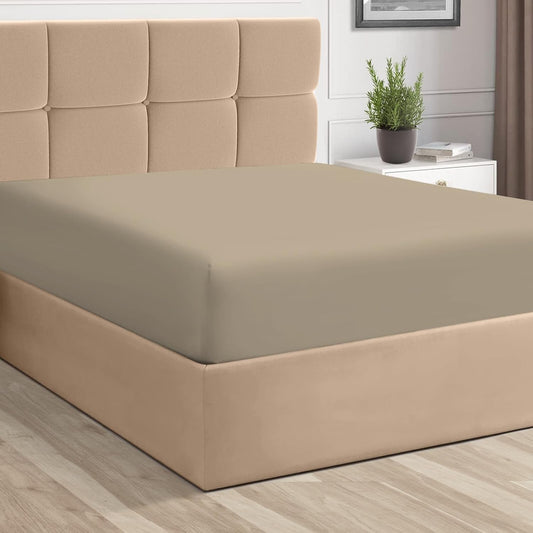 100% Cotton Twin Fitted Sheet White, Luxurious 400 Thread Count Long Staple Cotton Sateen 15" Deep Pocket Twin Sheets (Combed Cotton Fitted Sheet)