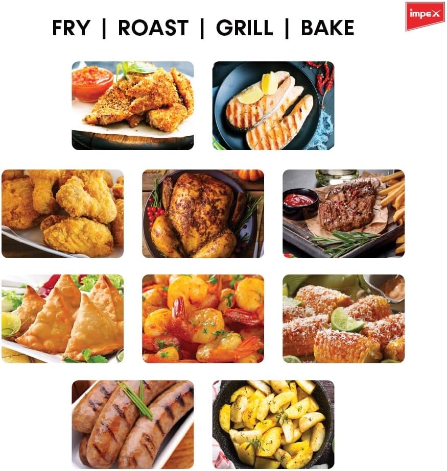 Impex 2.5 Ltr Air Fryer - Ideal for Meat, Fish, Vegetables, French Fries, Temperature Control 80°C-200°C, Timer 30 Mins with 2 Year Warranty-Black (AF 4302)