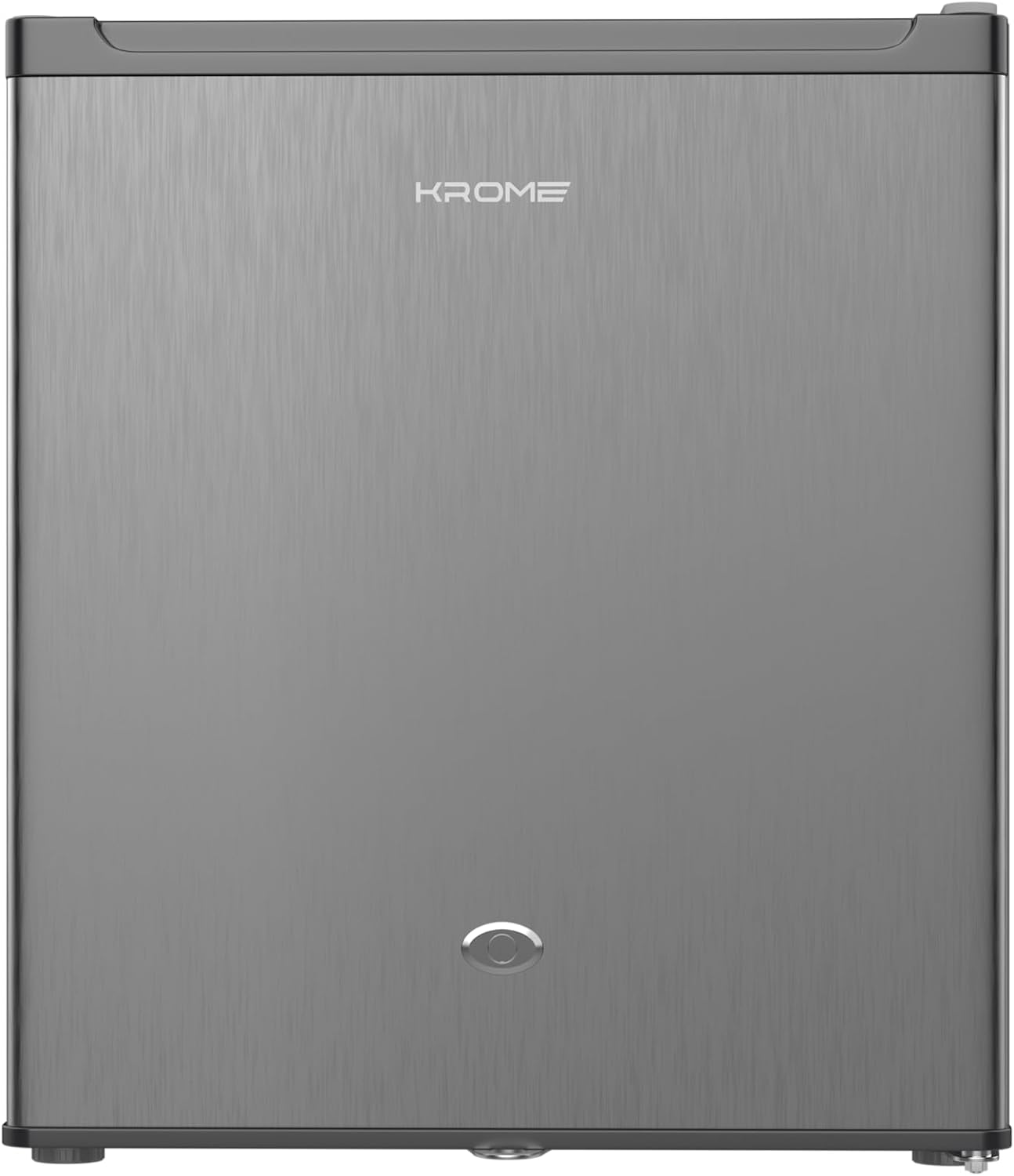 KROME 60L Gross, Single Door Compact Refrigerator, Energy Class A+, Reversible Door, Mini Fridge Suitable for Kitchen, Bedroom Office & Minibar, INOX Color, 5 Year Compressor Warranty- KR-RDC60H
