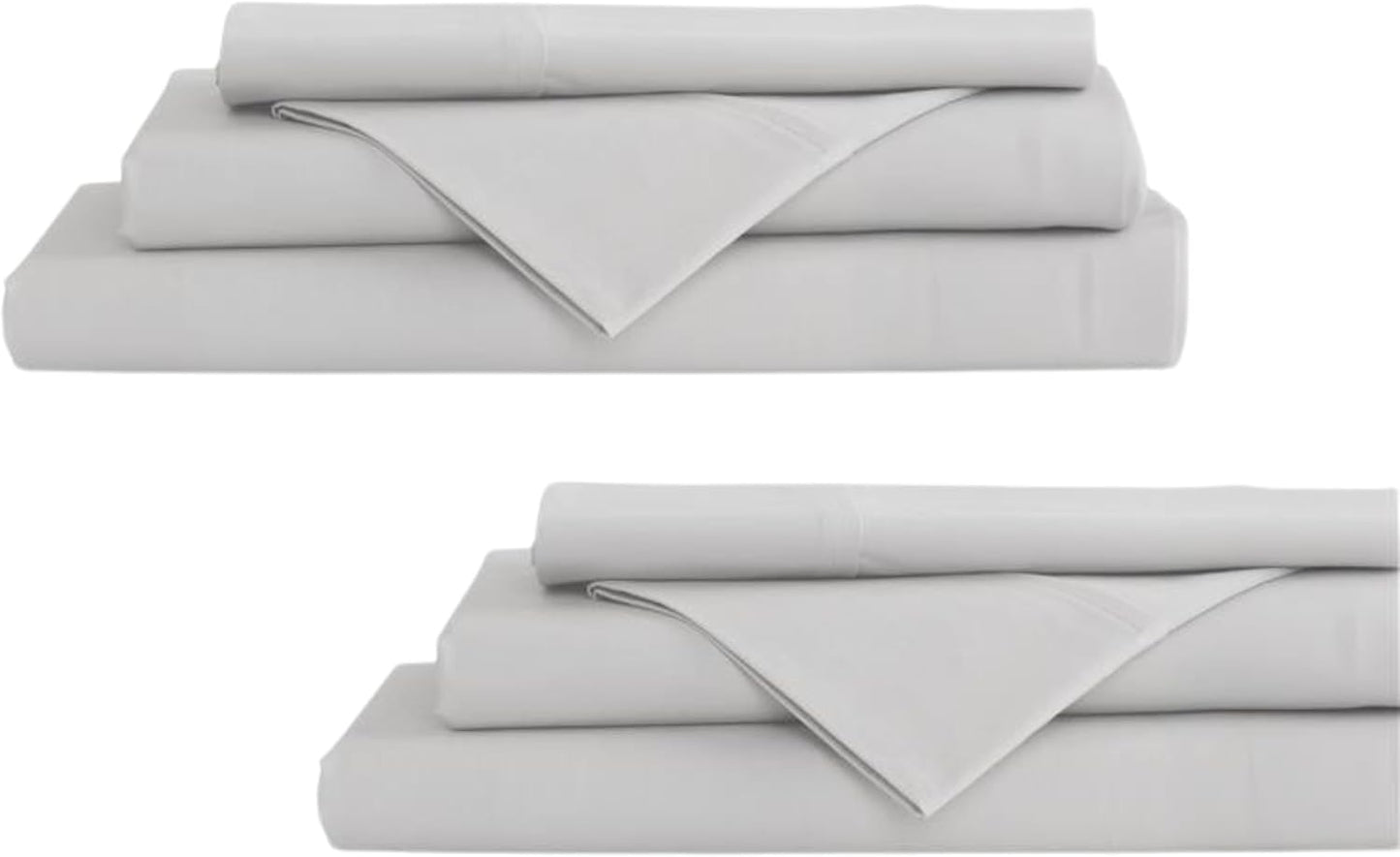 Linen Home 100% Cotton Percale Sheets Full Size, Dove Grey, Deep Pocket, 4 Pieces Set - 1 Flat, 1 Deep Pocket Fitted Sheet and 2 Pillowcases, Crisp Cool and Strong Bed Linen