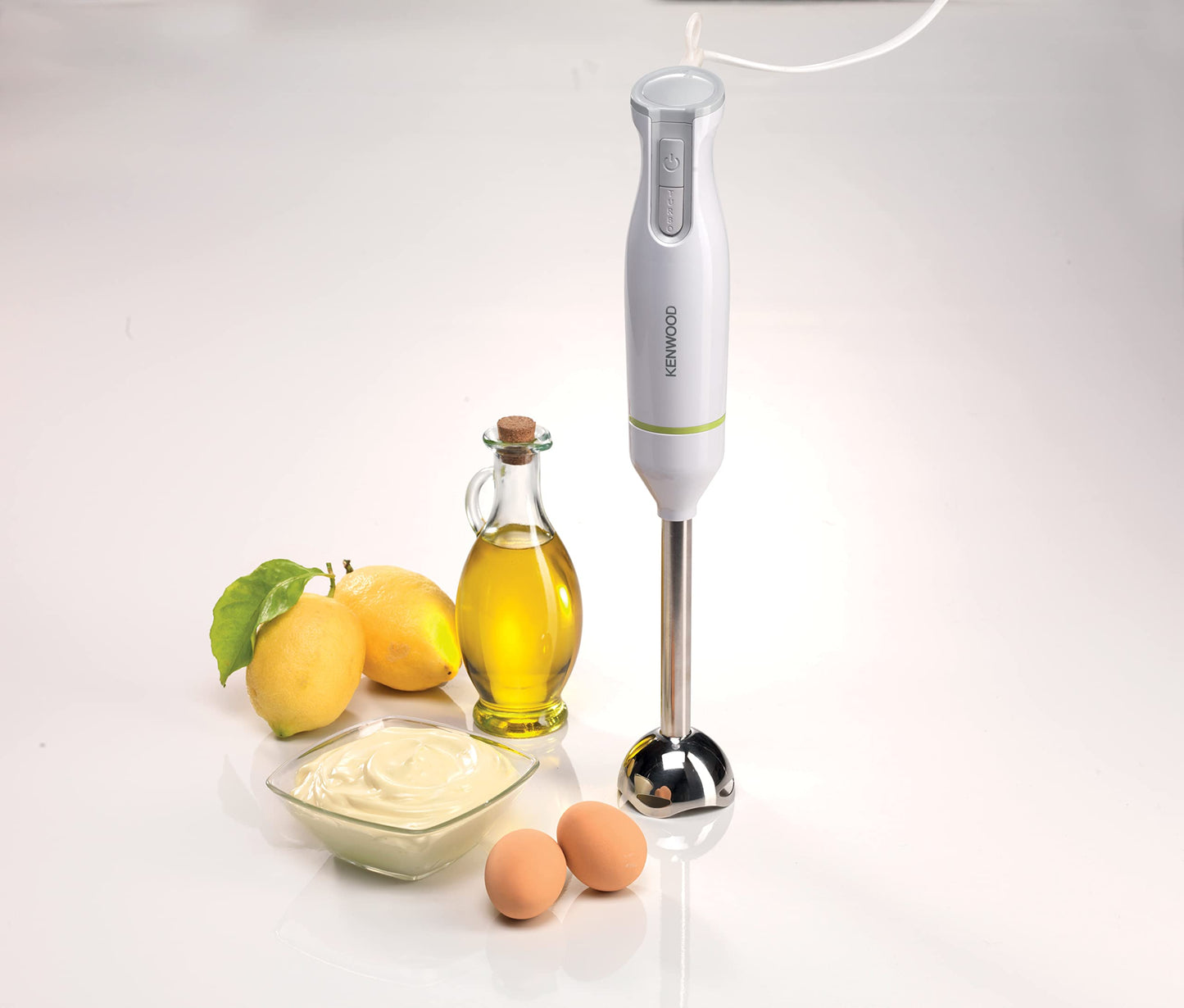 KENWOOD Hand Blender Metal Wand 600W Stick with Graduated Beaker, Turbo Function, Removable for Easy Cleaning HBM02.001WH White/Silver
