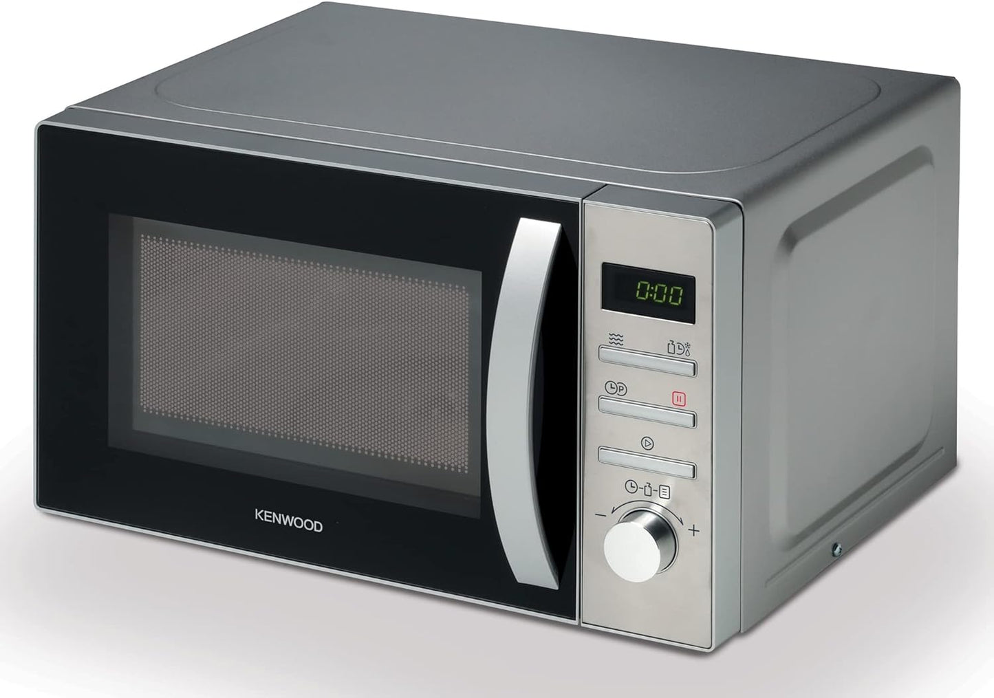 KENWOOD 25L Microwave Oven with Grill, Digital Display, 5 Power Levels, Defrost Function, Stainless Steel, Auto Menu, 95 Minutes Timer, Clock Function 800W MWM25.000BK Black/Silver