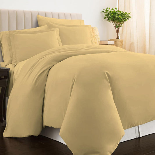 Pizuna Pure 100% Cotton Duvet Cover Full Size Tan, Luxurious 400 Thread Count Long Staple Cotton Sateen Quilt Cover, Button Closure (Combed Cotton Duvet Cover Set)