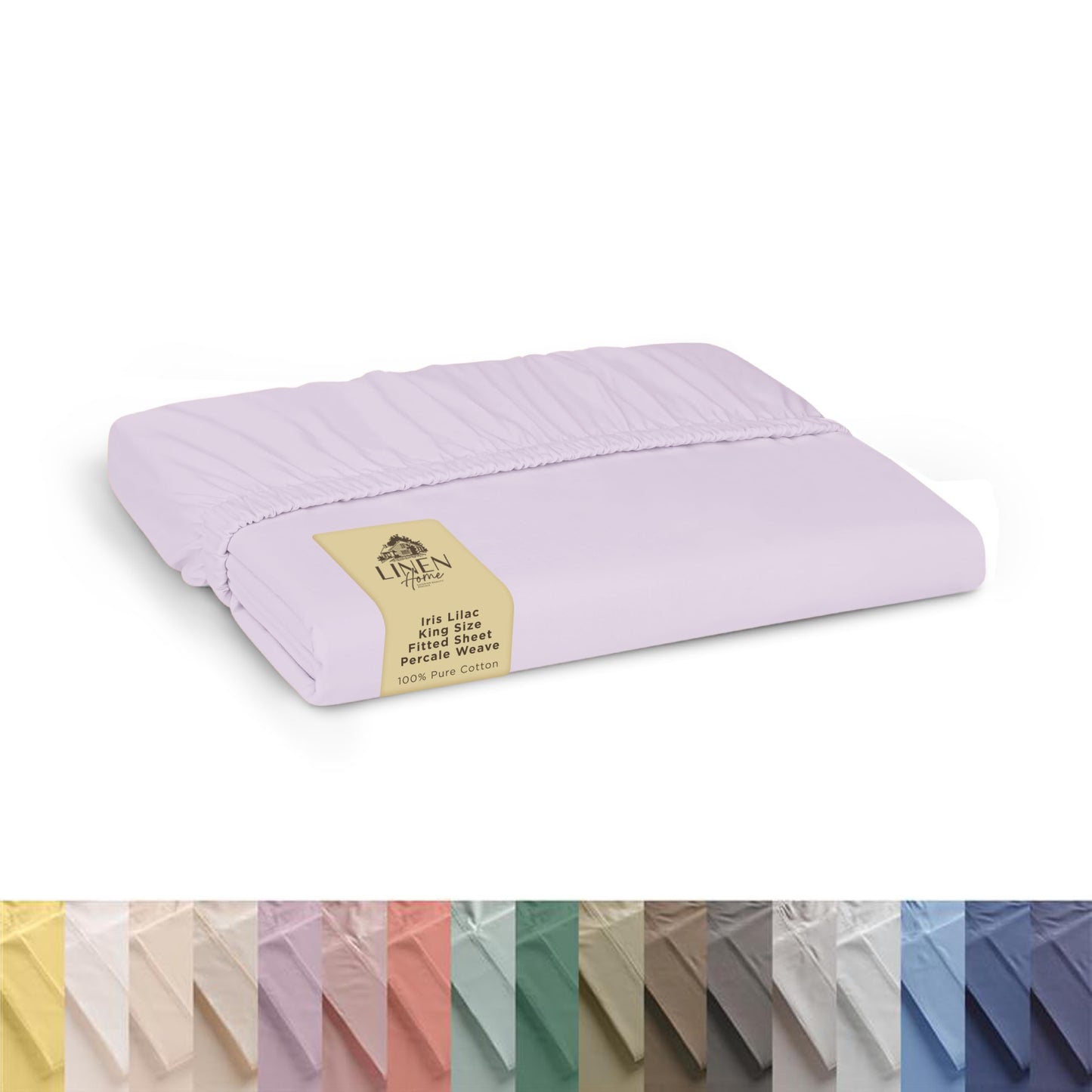 Linen Home 100% Cotton Percale Weave Fitted Sheet, Twin Size, Silver, 1 Deep Pocket Fitted Sheet, Fits Mattress Upto 16" Crisp and Cool Strong Bed Linen, 39"X75"+15"