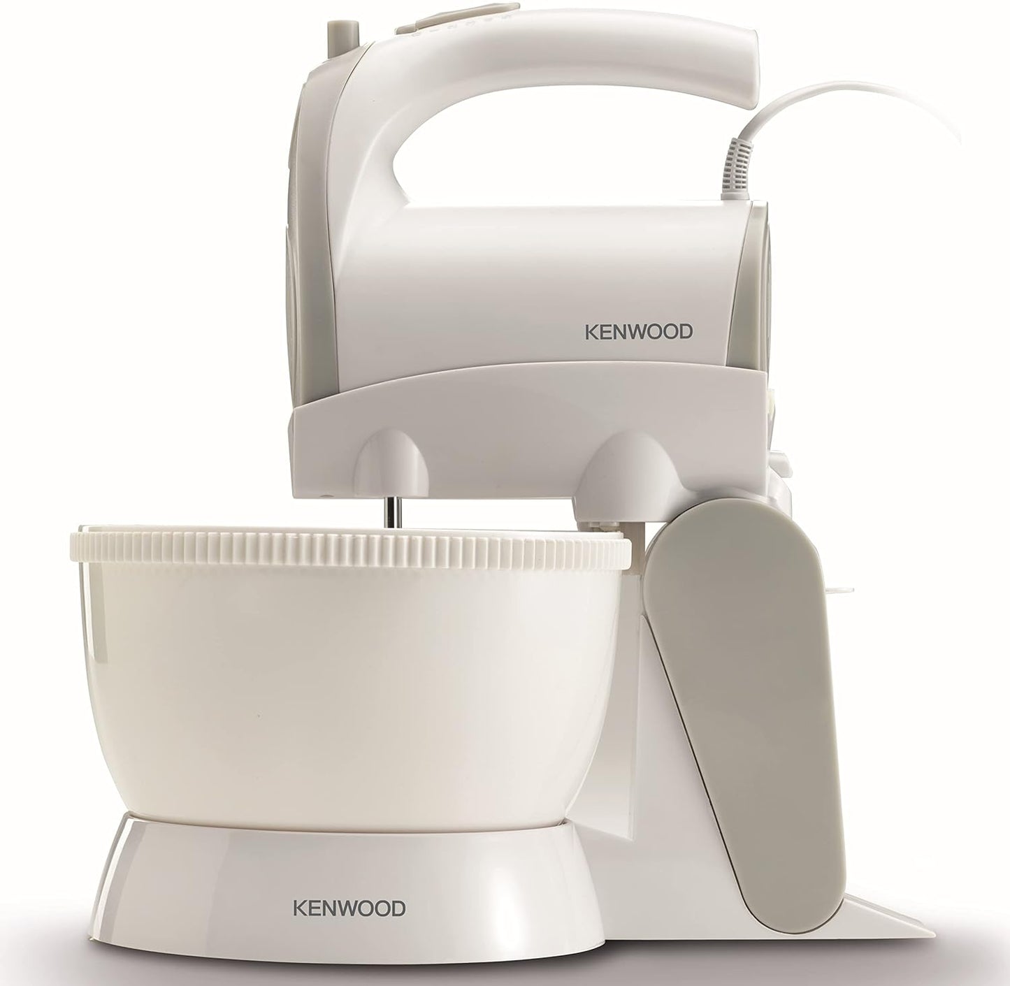 Kenwood Stand Mixer Hand (Electric Whisk) 300W With 2.4L Rotary Bowl, 5 Speeds + Turbo Button, Twin Stainless Steel Kneader And Beater For Mixing, Whipping, Whisking, Kneading Hmp22.000Wh White