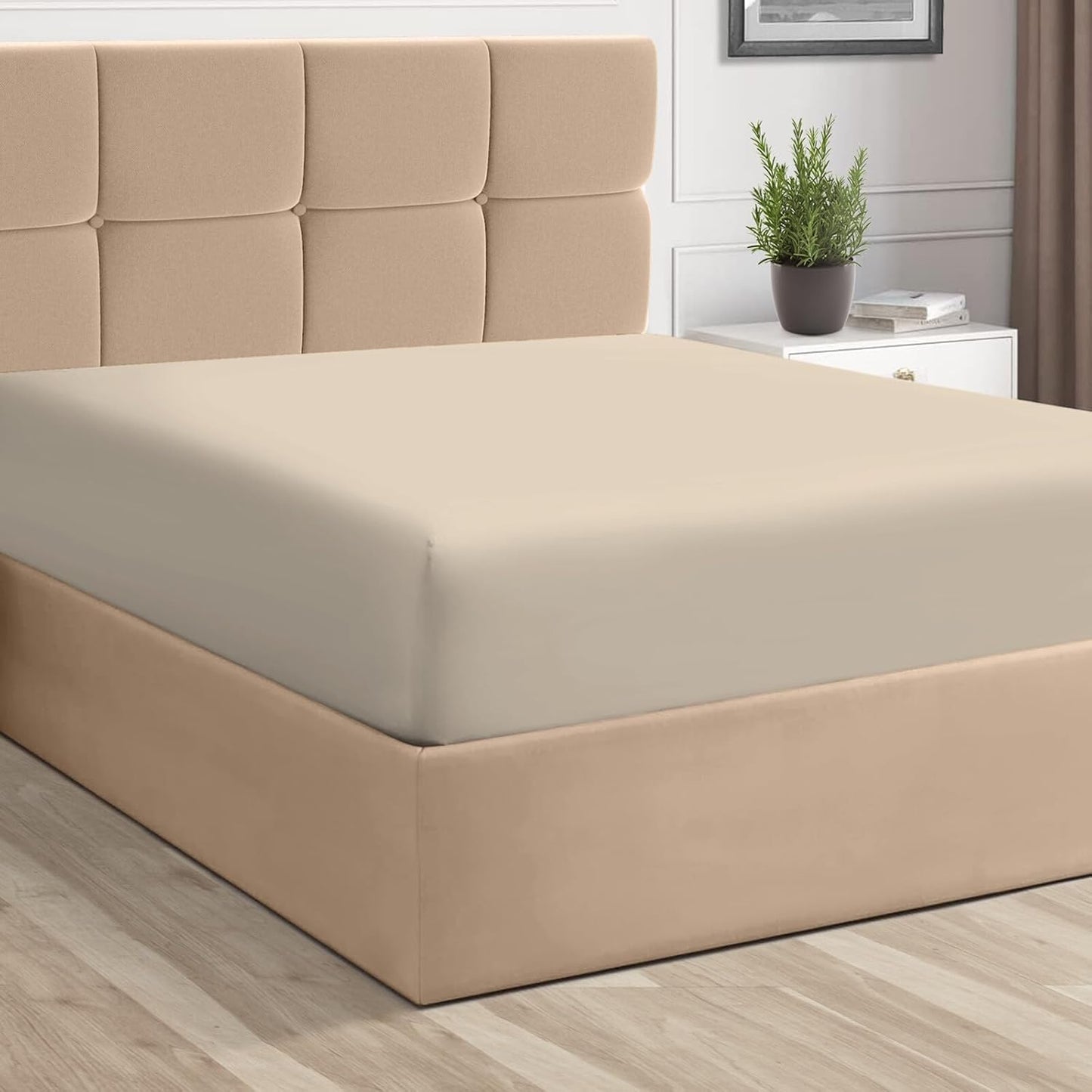 100% Cotton Twin Fitted Sheet White, Luxurious 400 Thread Count Long Staple Cotton Sateen 15" Deep Pocket Twin Sheets (Combed Cotton Fitted Sheet)